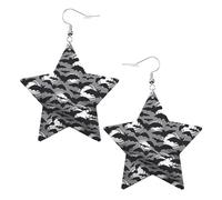 Halloween Bats Grey Women's Fashion Earrings, Celestial Dangle Earrings, Star Shape Jewelry for a Versatile