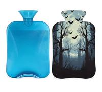 Halloween Bats Hot Water Bottle with Cover, Moon Forest Hot Water Bottle with Cover, 2L Hot Water Bag for Pain Relief, Neck and Shoulder, Hand Feet Warmer