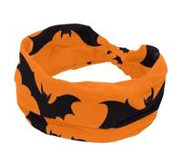 Halloween Bats Silhouette on a Orange Background Sports Headbands for Women, Elastic Sports Hair Bands Nurse Wide Turban for Workouts Yoga Gym Tennis
