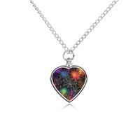 Halloween Bats Spider Web Rainbow Custom Cremation Jewelry Urn Necklace for Dog Pet Ashes Heart Memorial Pendant
