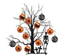 Halloween Baubles 12 Pcs 60mm Hanging Sign Decorations - Trick or Treat Glitter Shatterproof Tree Baubles Pendant Balls Ornaments for Christmas Party Festival Holiday Wedding Decor