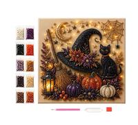 Halloween Beaded Art DIY Kit, 260g Complete, 7.87 Inch Black Cat Craft Set