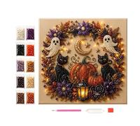 Halloween Beaded Art DIY Kit, 260g Complete, 7.87 Inch Black Cat Craft Set
