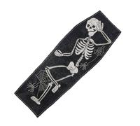 Halloween Beaded Table Runner, Spooky Skeleton Mat, 36 inches
