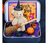 Halloween Bear in a Box for Trick or Treat,Handmade Little Witch Bear in Box,Plush Mini Teddy Bears Gift with Wizard Hat,Emotional Support Inspirational Gifts,for Family and Friends