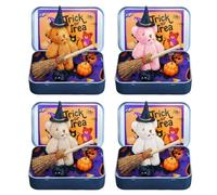 Halloween Bear in a Box for Trick or Treat,Handmade Little Witch Bear in Box,Plush Mini Teddy Bears Gift with Wizard Hat,Emotional Support Inspirational Gifts,for Family and Friends