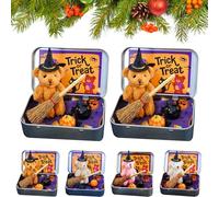 Halloween Bear in a Box for Trick or Treat, Handmade Plush Pocket Bears Kit Gift, Animal Hug Surprise Box, Party Decorations Gifts Toy(Brown)