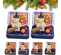 Halloween Bear in a Box for Trick or Treat, Handmade Plush Pocket Bears Kit Gift, Animal Hug Surprise Box, Party Decorations Gifts Toy(Khaki)
