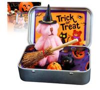 Halloween Bear in A Box,Halloween Bear in A Box for Trick or Treat,Coffee Brown Emotional Support Gift,Creative Decor Set, Short-Pile Fabric,Ideal for Friends (Pink 1pcs)