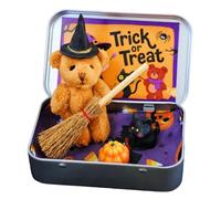Halloween Bear in a Box,Handmade Mini Plush Teddy Bear,Pumpkin Teddy Bears Gift Box with Hat, Little Bears in Box,Emotional Support Inspirational Gifts,Thoughtful Desk Accessories For Friends (AA)