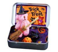 Halloween Bear in a Box,Handmade Mini Plush Teddy Bear,Pumpkin Teddy Bears Gift Box with Hat, Little Bears in Box,Emotional Support Inspirational Gifts,Thoughtful Desk Accessories For Friends (C)