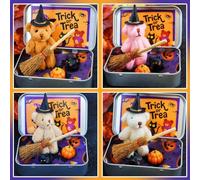 Halloween Bear in A Box, Mini Cute Bear in Box with Pumpkin and Cat Decorations,Halloween Animal Pocket Hug Surprise Box for Asking for Candy,Gift for Family &Friends