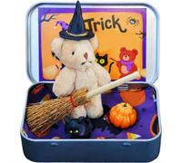 Halloween Bear in A Box - Mini Plush Gift, 9.5cm Cute Toy for Kids, Trick Or Treat Alternative, Holiday Surprise Present (Brown)