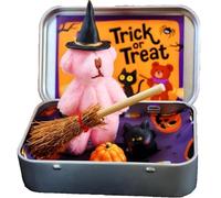 Halloween Bear in a Box, Witch Teddy with Broom, Pumpkin & Cat, Surprise Cases with Broomstick Pumpkin and Cat Inside, Spooky Gift & Decor (C#)