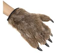 Halloween Bear Paw Gloves - Animal Furry Claw Paws, Werewolf Wolf Fox Design, Brown Plush Winter Warm Accessories