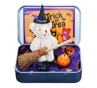 Halloween Bear Toys Pumpkin Broom Set Box Cute Creativity Halloween Witch Handmade In Cute Box Bear Gift