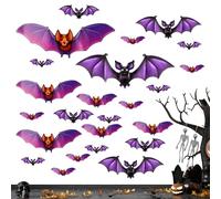 Halloween Beats - 24 Pieces 3D Bats Wall Stickers | Home Decals | Wall Decorations Halloween Decorations for School for Holidays SCU