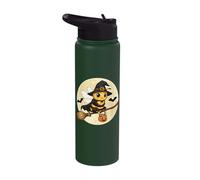 Halloween Bee Witch Flying On Broom Stainless Steel Insulated Water Bottle