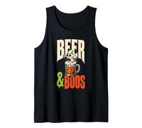 Halloween Beer & Boos Spooky Ghost Foam Graphic Tank Top
