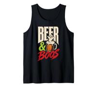 Halloween Beer & Boos Spooky Ghost Foam Graphic Tank Top