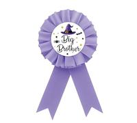Halloween Big Brother Tinplate Badge Pin, Brother To Be Button Pin, Witch Birthday Boy Award Ribbon, Purple Rosette Badge for Baby Shower, Halloween Themed Boy Birthday Party Supplies