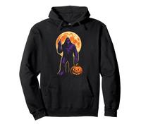 Halloween Bigfoot Sasquatch Peace Sign Full Moon Pumpkin Pullover Hoodie