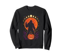 Halloween Bigfoot Sasquatch Peace Sign Full Moon Pumpkin Sweatshirt
