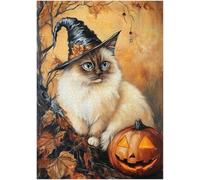 Halloween Birman Cat Puzzles 1000 Pieces for Adults - Pet Pumpkin Costume Portrait for Birman Cat Owner - Funny Challenging Jigsaw Puzzle Perfect for Game Nights
