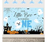 Halloween Birthday Party Decoration Our Little Boo is Turning One With Ghosts Skeletons Backdrop for 1st Birthday Party Supplies