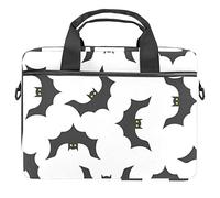 Halloween Black and White Bat Flying Pattern Laptop Shoulder Messenger Bag Crossbody Briefcase Messenger Sleeve for 13 13.3 14.5 Inch Laptop Tablet Protect Tote Bag Case