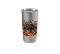 Halloween Black Angus Cow Witch Farm Pumpkin Autumn Stainless Steel Insulated Tumbler