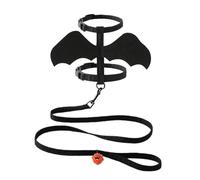 Halloween Black Bat Wings Pet Harness With Bells Shaped Leash Adjustable Cats Transformation Costume(S)