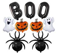 Halloween Black Boo Balloons Set 9Pcs White Ghost Black Spider Orange Pumpkin Foil Balloons for Halloween Party Decorations