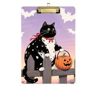 Halloween Black Cat And Pumpkin Pattern Clipboard PT Hard Board For Legal Women Basketball Trainers Size 9x12