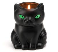 Halloween Black Cat Candle, Black Gothic Candles for Halloween, Pumpkin Vanilla Scented Candle Table Decor Hand-Painted Ceramic Witchy Cat Candle, Cats Lovers Gothic Gifts, Soy Wax 6oz
