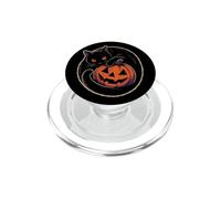 Halloween Black Cat Curled On Pumpkin Full Moon Vintage PopSockets PopGrip for MagSafe