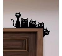 Halloween Black Cat Decor,Metal Halloween Door Topper,Halloween Cat Wall Art Decor,Cat Silhouette for Door Frame Corner Decor,Cat Silhouette Halloween Black Cat Hanging Sign For Door Window Corner