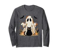 Halloween Black Cat Ghost - Funny Spooky Pumpkin Costume Long Sleeve T-Shirt