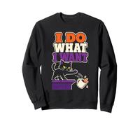 Halloween Black Cat I Do What I Want Funny Coffee Lover Sweatshirt