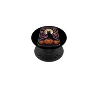 Halloween Black Cat Moon Phases Haunted Castle Vintage PopSockets Adhesive PopGrip