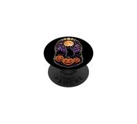 Halloween Black Cat Moon Phases Haunted Castle Vintage PopSockets Adhesive PopGrip