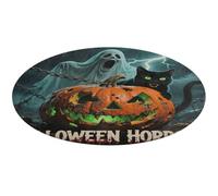 Halloween Black Cat Pumpkin Round Area Rug Non Slip Backing Doormat Water Absorbent Plush Throw Low-Pile Non-Slip Floor Mat Carpet for Living Room Bedroom Entryway Nursery Room 90 * 90cm