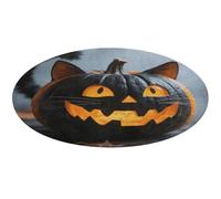 Halloween Black Cat Pumpkin Round Area Rug Non Slip Backing Doormat Water Absorbent Plush Throw Low-Pile Non-Slip Floor Mat Carpet for Living Room Bedroom Entryway Nursery Room 60 * 60cm