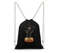 Halloween Black Cat Witch Drawstring Backpack Sport Gym Sackpack 30x40cm | Cute String Bag,Canvas Daypack,Travel Sackpacks,Workout Bags for Men Women,Beach Backpacks