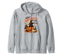 Halloween Black Cat Witch Wonderful Time Halloween Zip Hoodie