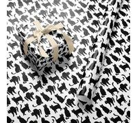 Halloween Black Cat Wrapping Paper Roll - Wide 59.4cm x 3.6m Spooky Gothic Cat Gift Wrap for Halloween Party, Birthday, Men and Women