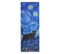 Halloween Black Cat yoga mat non toxic for gym printed, non slip, non slip yoga towel with bags tapete para ejercicio 71x26 inches