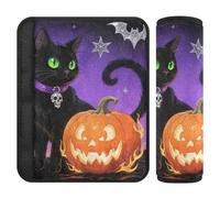 Halloween Black Cats and Pumpkins car seat Strap Covers,Release Stress to Your Neck and Shoulders,seat Belt Padded Cover for SUV Auto Bag accesorios para carro 2 Pack