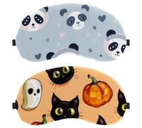 Halloween Black Cats Head Pumpkin Ghost 2-Pack Eye Patch and Eye Masks Set, Light-Blocking, Soft, Breathable Sleep Mask Kit