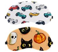 Halloween Black Cats Head Pumpkin Ghost 2-Pack Light-Blocking Soft Breathable Eye Masks with Eye Patches and Sleep Masks